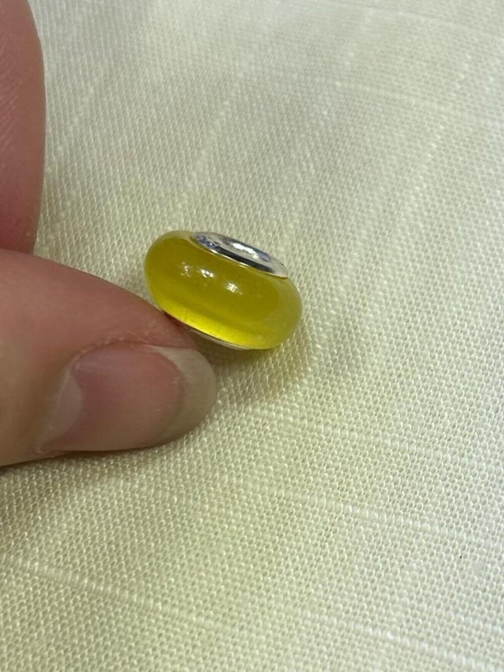 925 Sterling Silver Murano Glass Charm Beads Yellow Set of 5